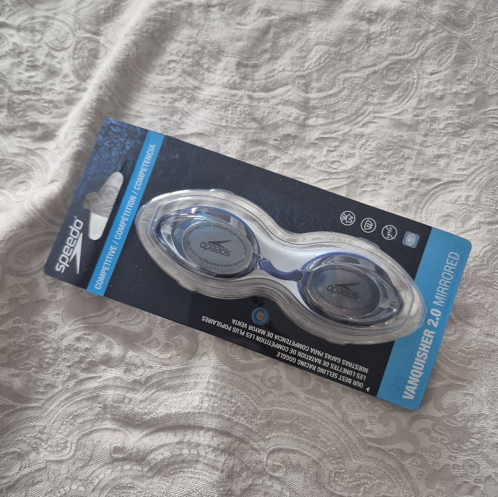 Speedo Vanquisher 2.0 Mirrored Goggles - Blue and Silver